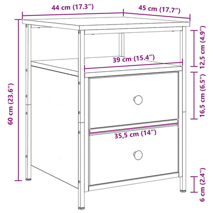 Armadio da Notte 2 pcs Rovere Nero 34 x 35,5 x 50 cm | homemem39