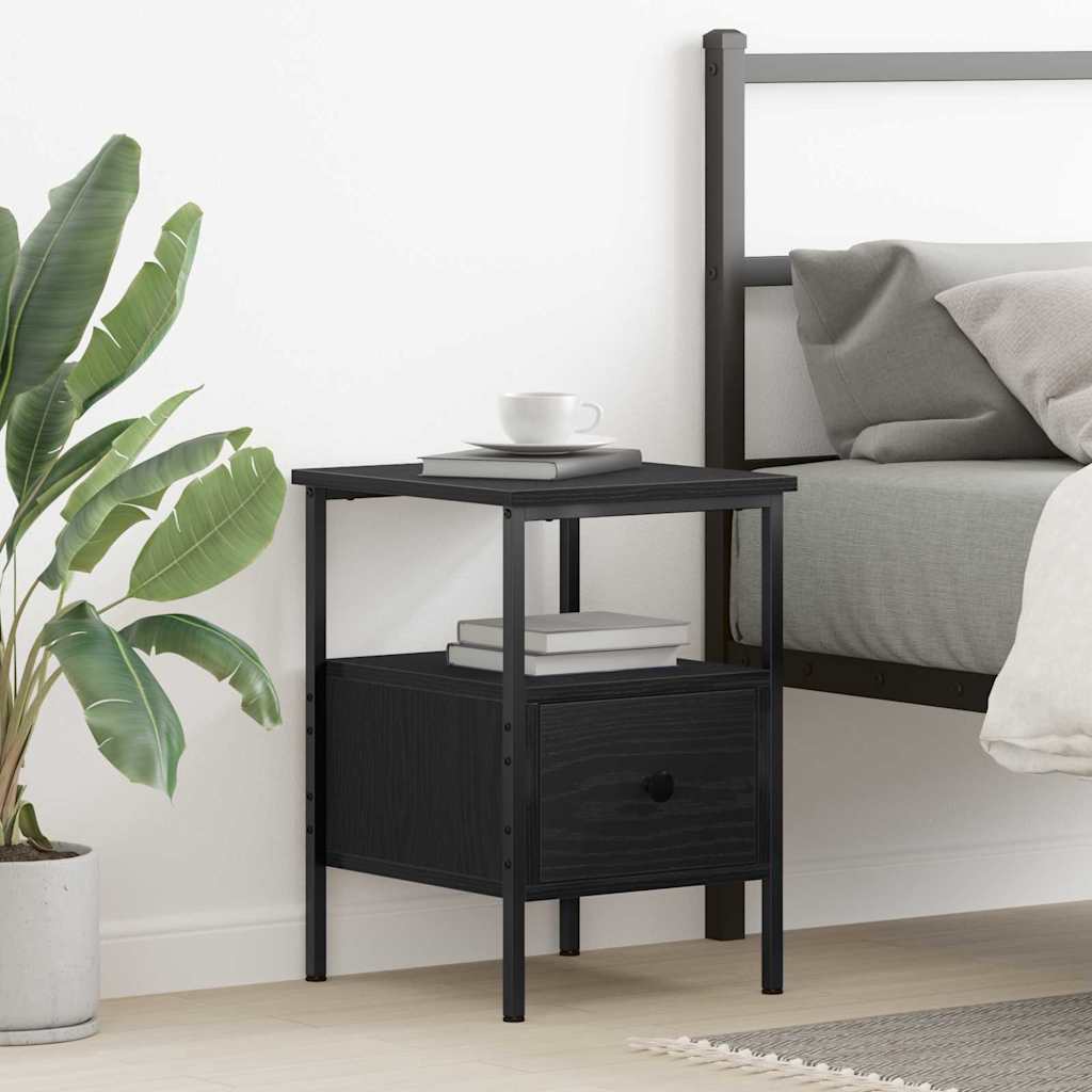 Mobiletto da Notte con cassetto Rovere nero 34 x 36 x 50 cm