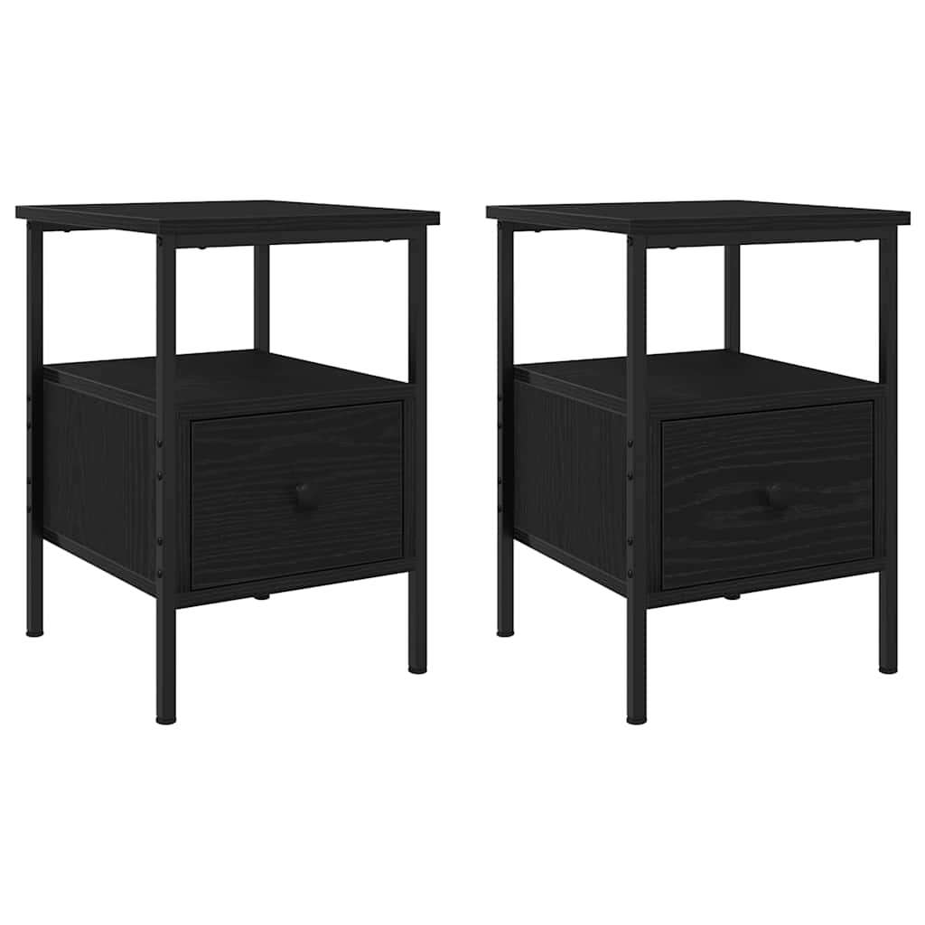 Armadio da Notte 2 pz Rovere Nero 34 x 36 x 50 cm