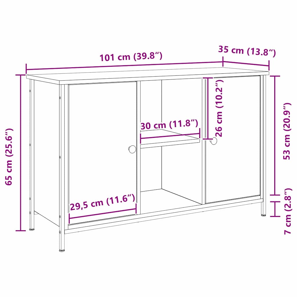Set mobile TV 101 x 35 x 65 cm Rovere artigianale