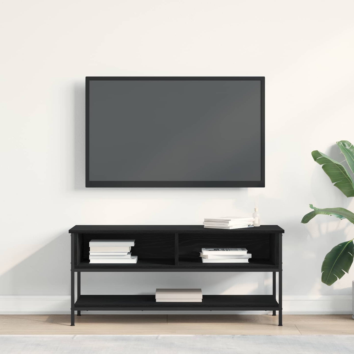 Set mobile TV Rovere Nero 100 x 35 x 45 cm Legno multistrato