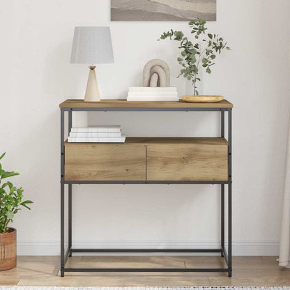 Tavolo consolle con cassetto rovere artigianale 75 x 40 x 75 cm