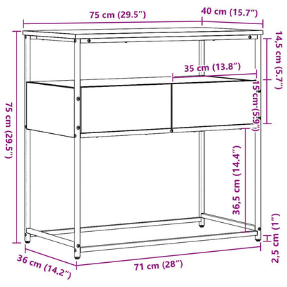 Tavolo consolle con cassetto Rovere artigianale 75 x 40 x 75 cm