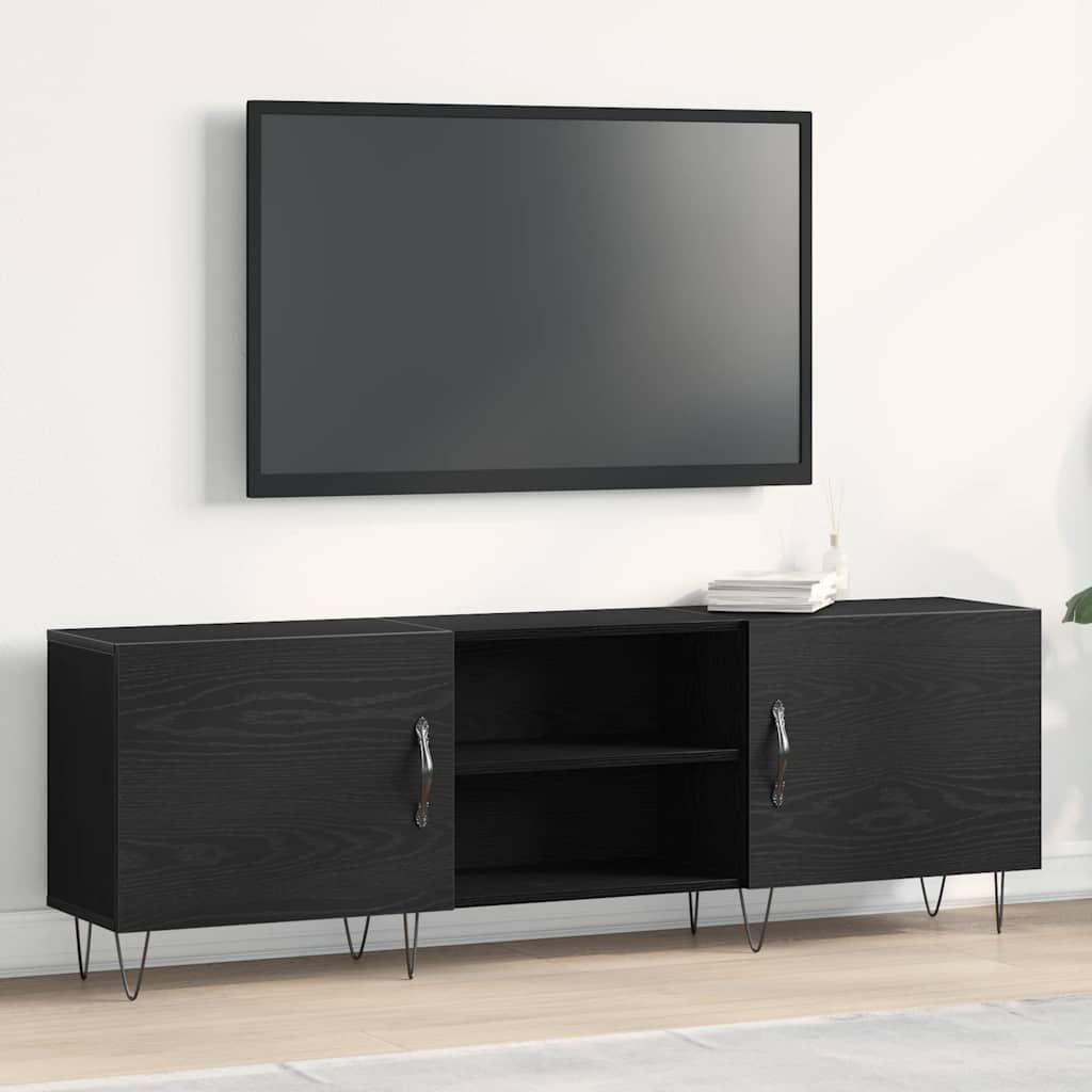 Set mobile TV Rovere Nero 150 x 30 x 50 cm Legno multistrato