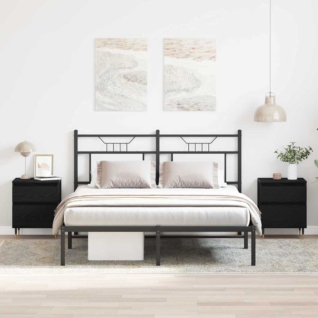 Armadio da Notte con cassetto 2 pcs Rovere Nero 40 x 35 x 50 cm | homemem39