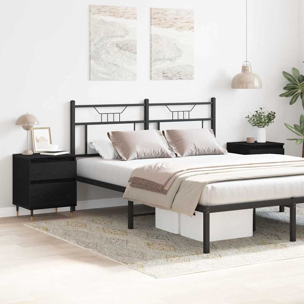 Armadio da Notte con cassetto 2 pcs Rovere Nero 40 x 35 x 50 cm | homemem39
