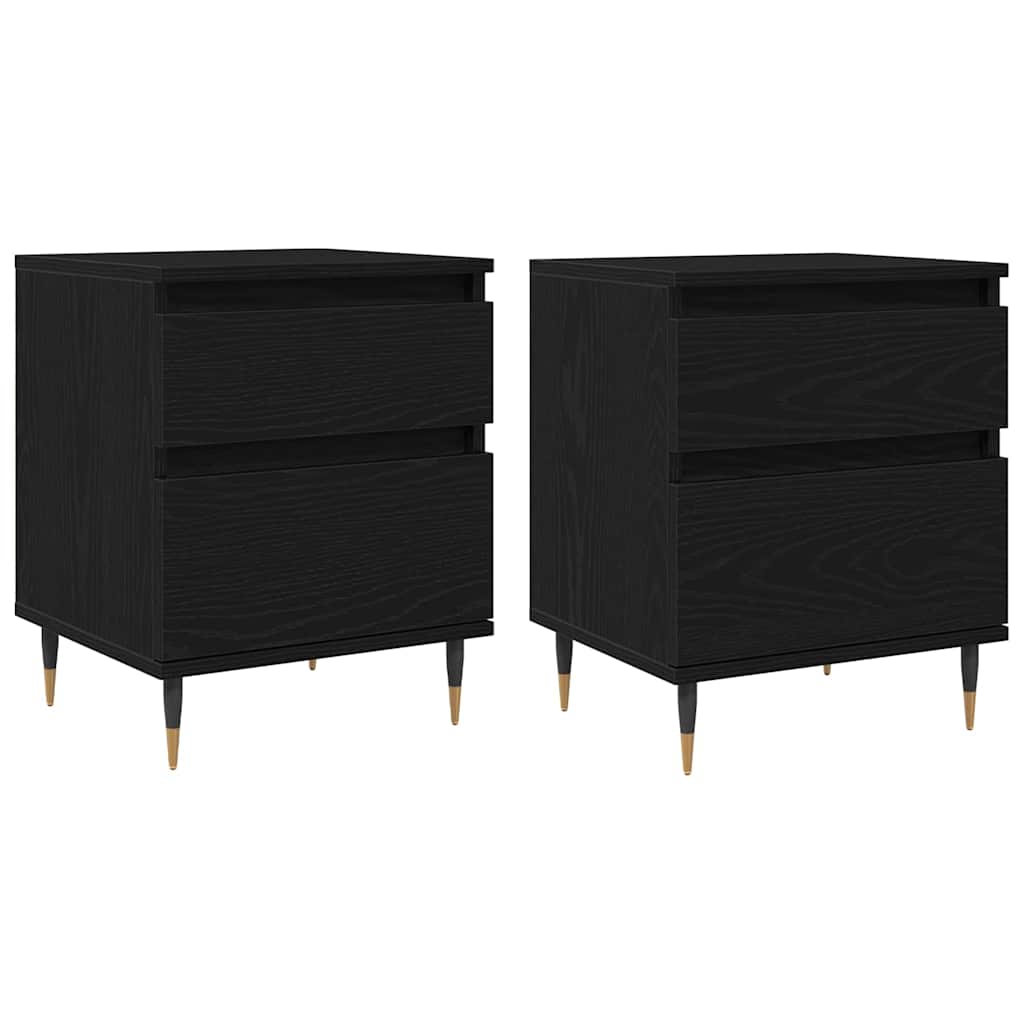 Armadio da Notte con cassetto 2 pcs Rovere Nero 40 x 35 x 50 cm | homemem39