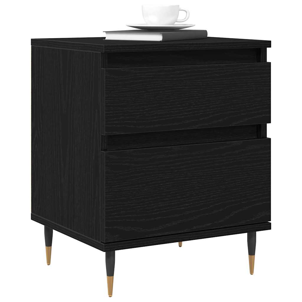 Armadio da Notte con cassetto 2 pcs Rovere Nero 40 x 35 x 50 cm | homemem39
