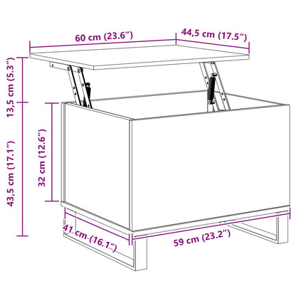 Tavolino da salotto Rovere Nero 60 x 44,5 x 45 cm