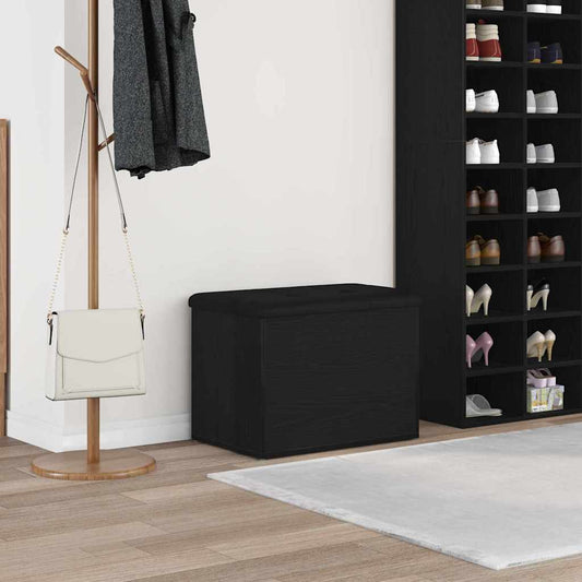 Panchina con contenitore Rovere nero 62 x 42 x 45 cm