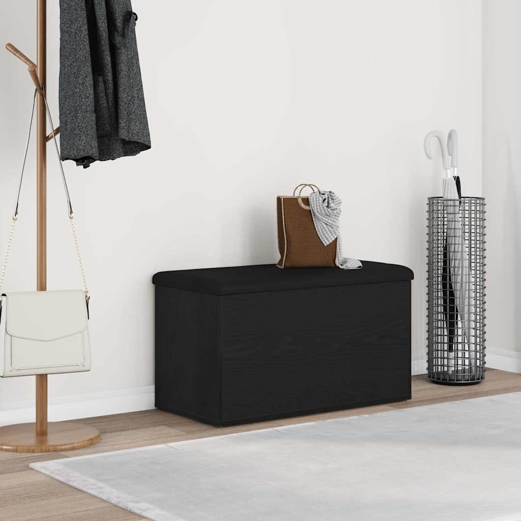 Panchina con contenitore Rovere Nero 82 x 42 x 45 cm | homemem39