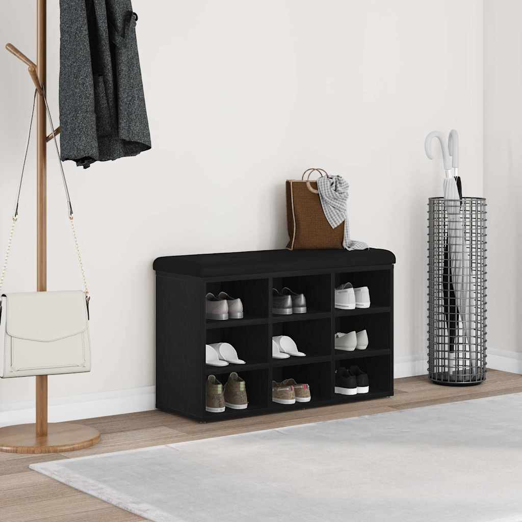Panca per scarpe Nero 82 x 32 x 50 cm Legno multistrato | homemem39