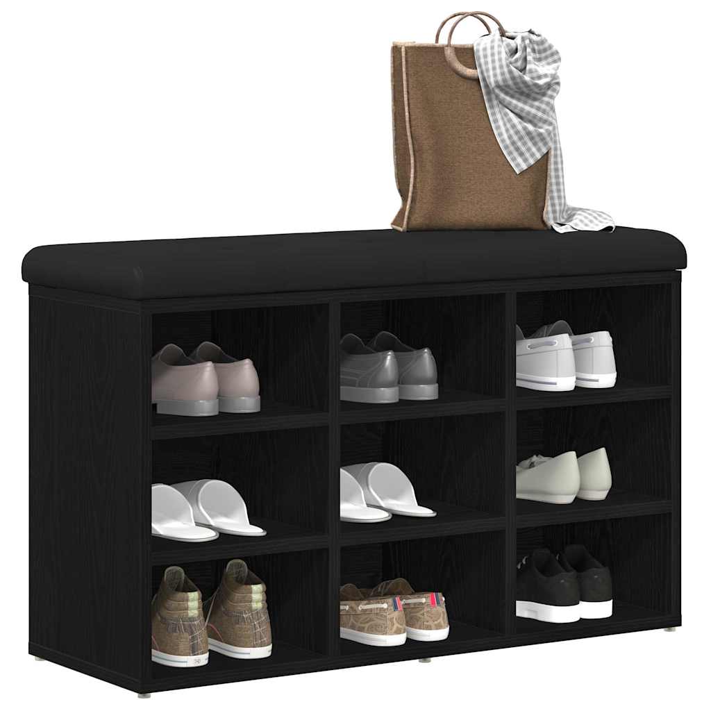 Panca per scarpe Nero 82 x 32 x 50 cm Legno multistrato | homemem39