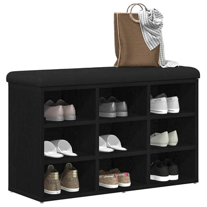 Panca per scarpe Nero 82 x 32 x 50 cm Legno multistrato | homemem39