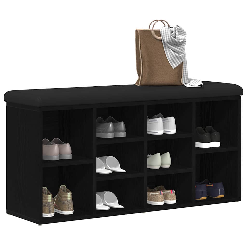 Panca per scarpe Rovere Nero 102 x 32 x 50 cm Legno multistrato | homemem39