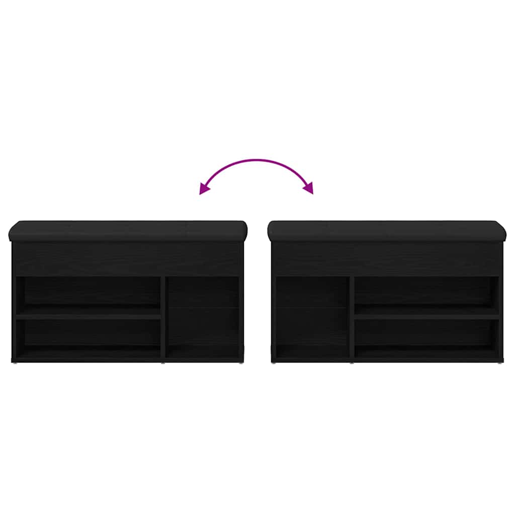 Panca per scarpe Nero 80 x 30 x 45 cm Legno multistrato | homemem39