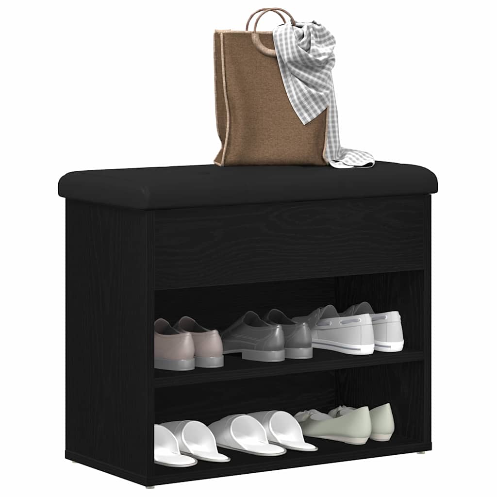 Panchina con contenitore Rovere Nero 62 x 32 x 50 cm | homemem39