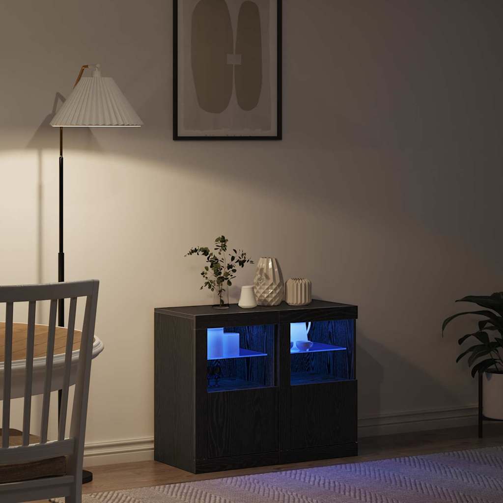 Mobile laterale 2 pcs Rovere nero 41 x 37 x 67 cm