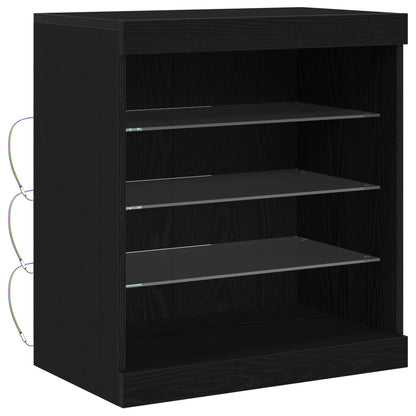Madia LED Rovere Nero 60,5 x 37 x 67 cm Legno multistrato | homemem39