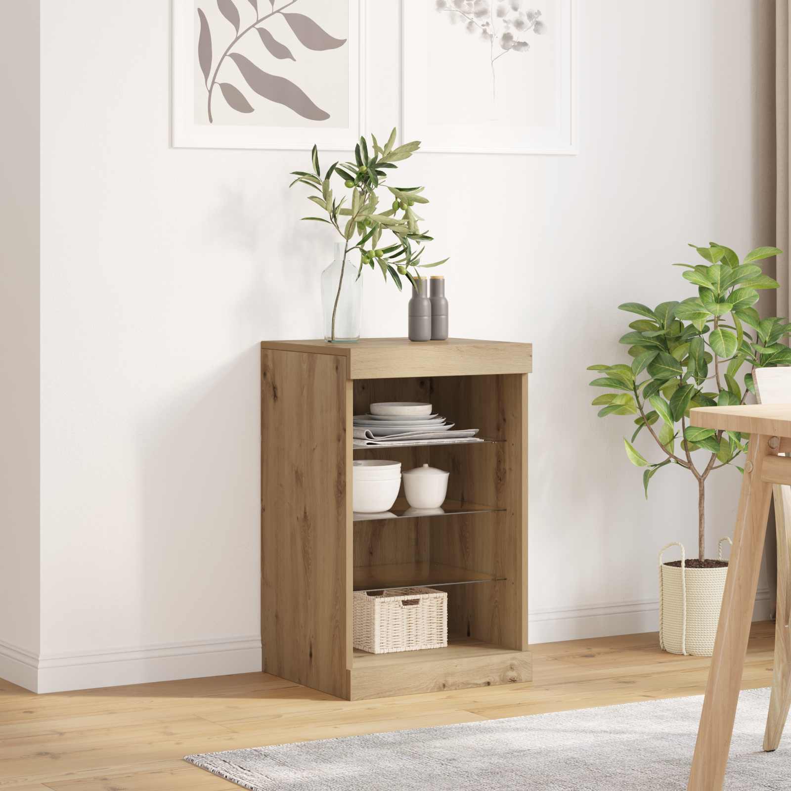 Madia LED Rovere artigianale 41 x 37 x 67 cm Legno multistrato | homemem39
