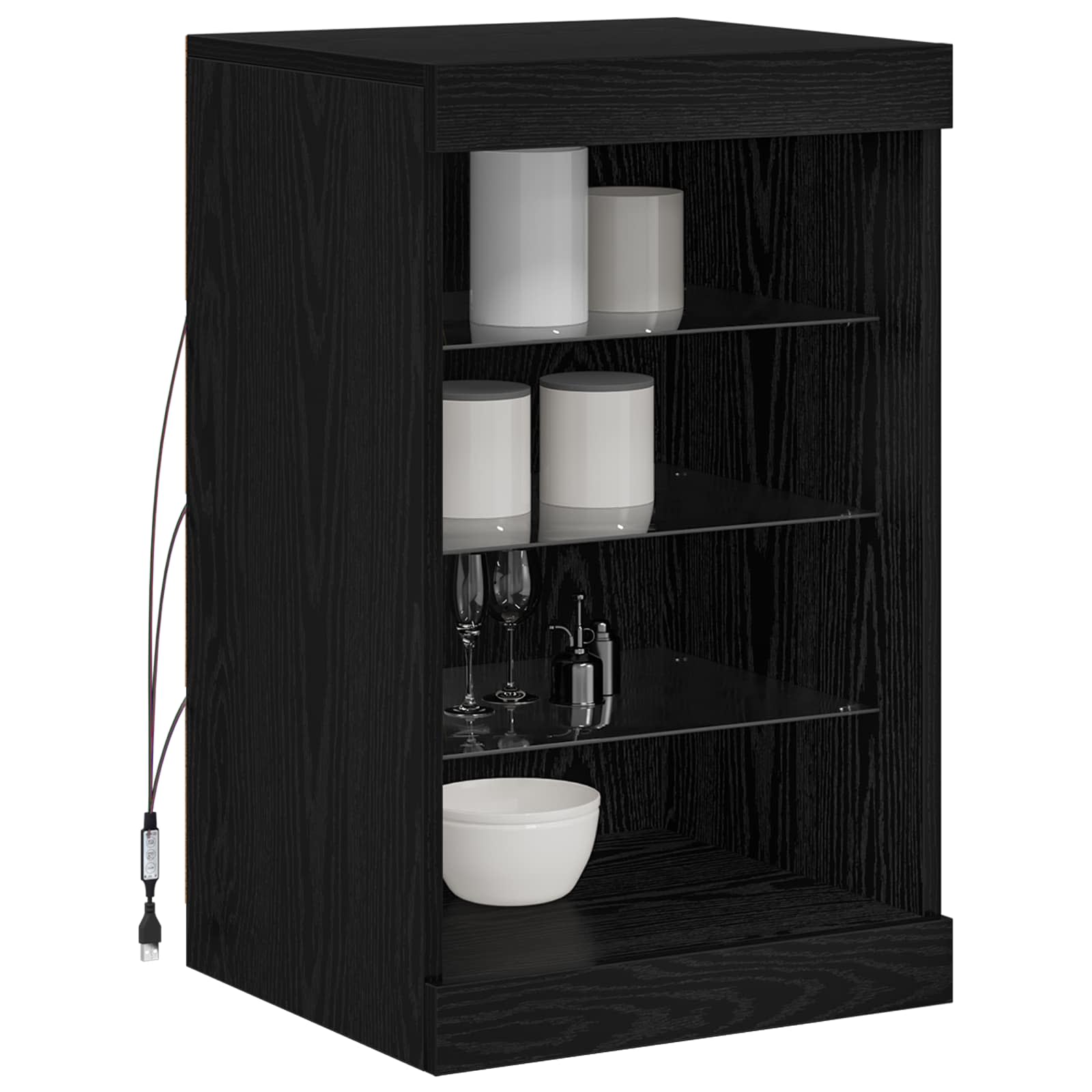 Madia LED Rovere Nero 41 x 37 x 67 cm Legno multistrato | homemem39