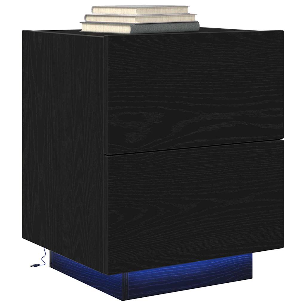 Armadio da Notte Rovere Nero 45 x 40 x 55 cm Legno multistrato | homemem39