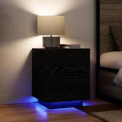 Armadio da Notte con cassetto 2 pcs Rovere Nero 45 x 40 x 55 cm