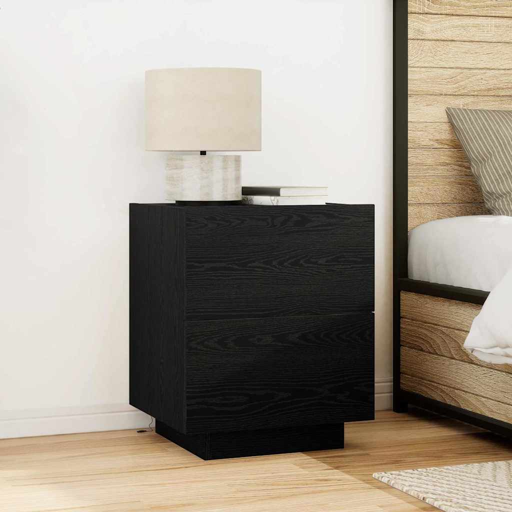 Armadio da Notte con cassetto 2 pcs Rovere Nero 45 x 40 x 55 cm
