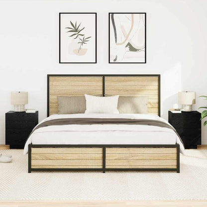 Armadio da Notte con cassetto 2 pcs Rovere Nero 45 x 40 x 55 cm