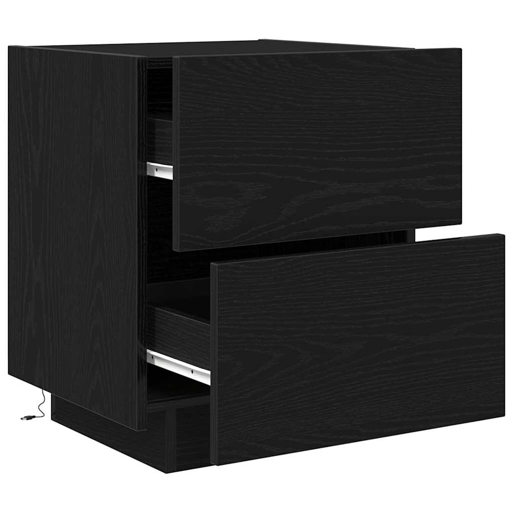 Armadio da Notte con cassetto 2 pcs Rovere Nero 45 x 40 x 55 cm