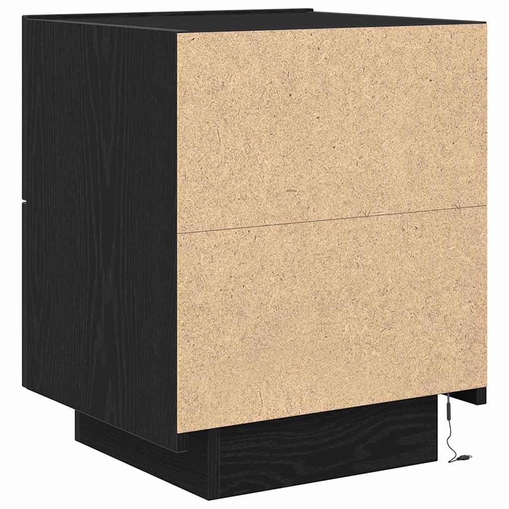 Armadio da Notte con cassetto 2 pcs Rovere Nero 45 x 40 x 55 cm