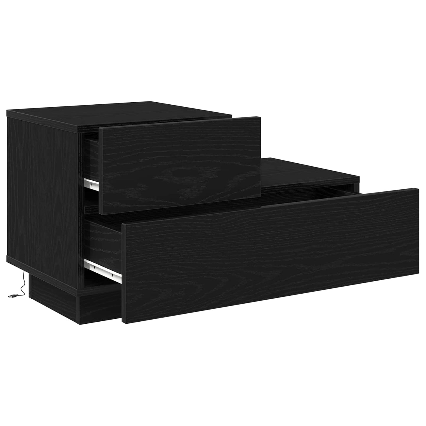 Armadio da Notte con cassetto Rovere Nero 70 x 36 x 40,5 cm