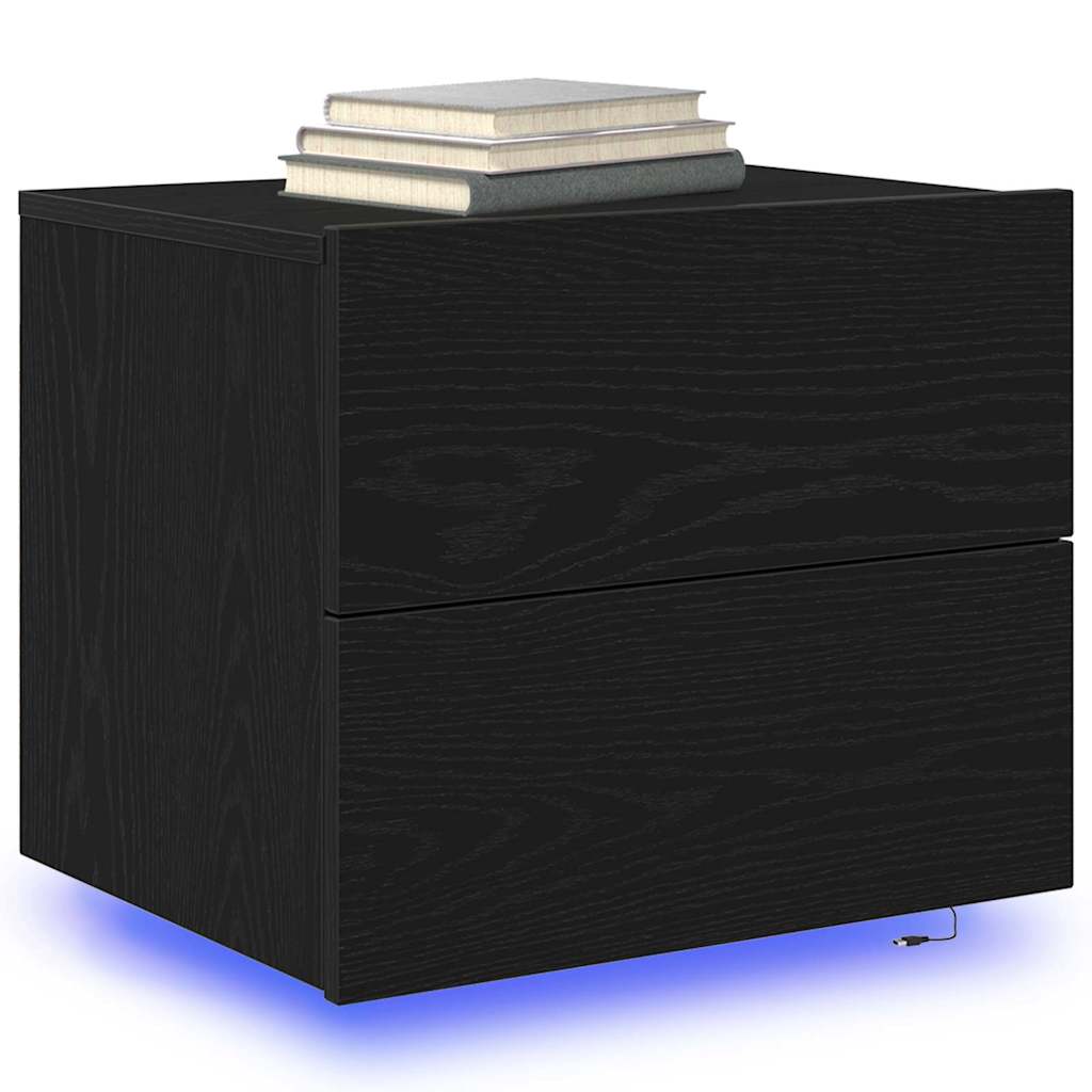 Armadio da Notte Rovere Nero 50 x 39 x 41 cm Legno multistrato | homemem39