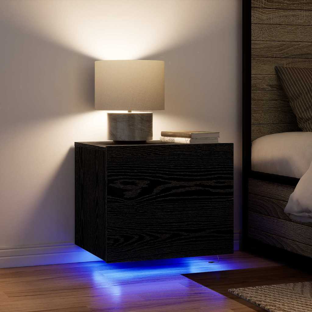 Armadio da Notte con cassetto 2 pcs Rovere Nero 50 x 39 x 41 cm | homemem39