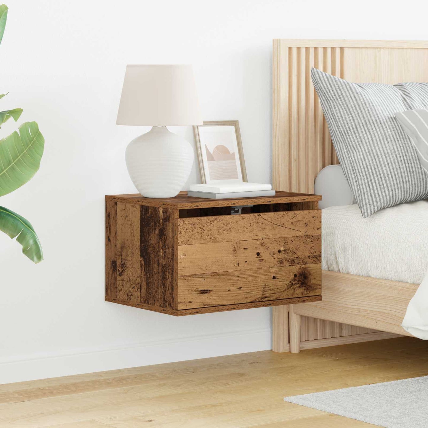Mobiletto da comodino a parete con cassetto 2 pcs Legno vecchio | homemem39
