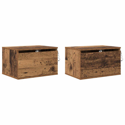 Mobiletto da comodino a parete con cassetto 2 pcs Legno vecchio | homemem39