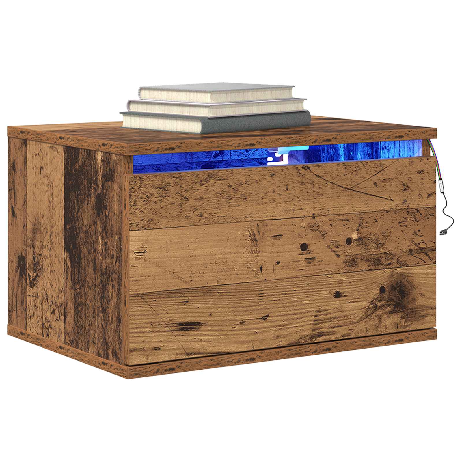 Mobiletto da comodino a parete con cassetto 2 pcs Legno vecchio | homemem39
