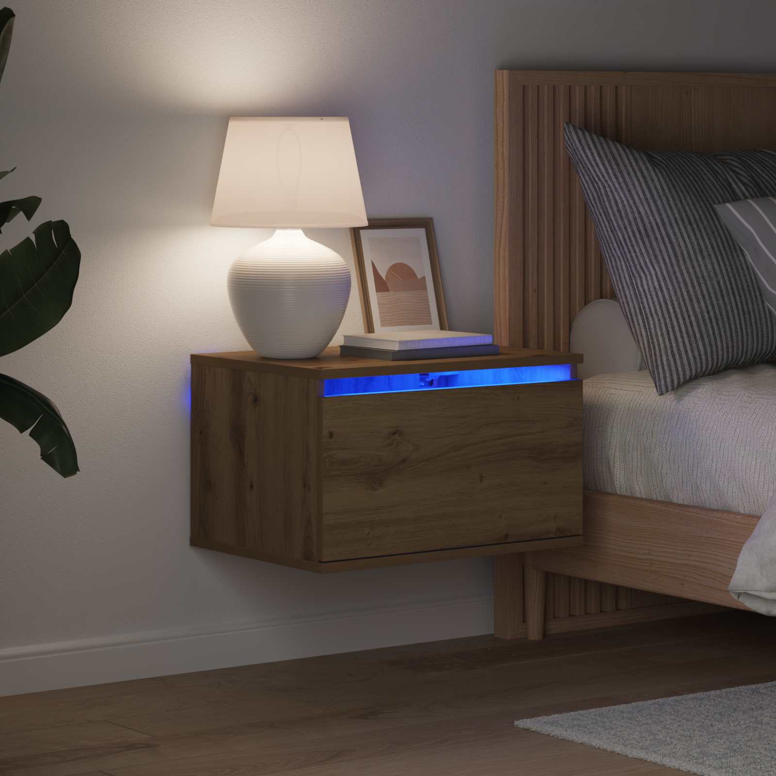 Mobiletto da comodino a parete con cassetto Rovere artigianale | homemem39