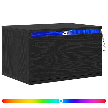 Mobiletto da comodino a parete Rovere Nero 50 x 36 x 30 cm | homemem39