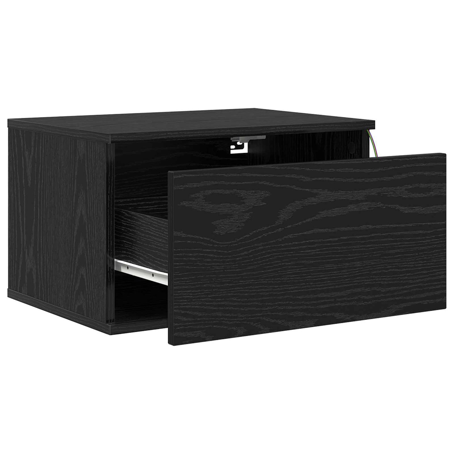 Mobiletto da comodino a parete Rovere Nero 50 x 36 x 30 cm | homemem39