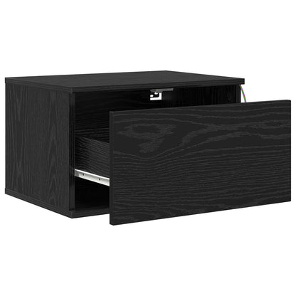 Mobiletto da comodino a parete Rovere Nero 50 x 36 x 30 cm | homemem39