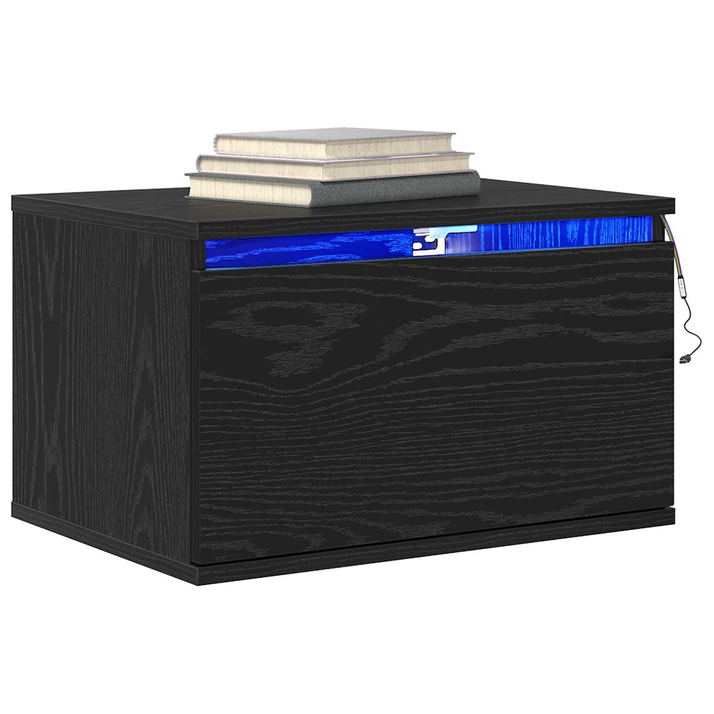 Mobiletto da comodino a parete Rovere Nero 50 x 36 x 30 cm | homemem39