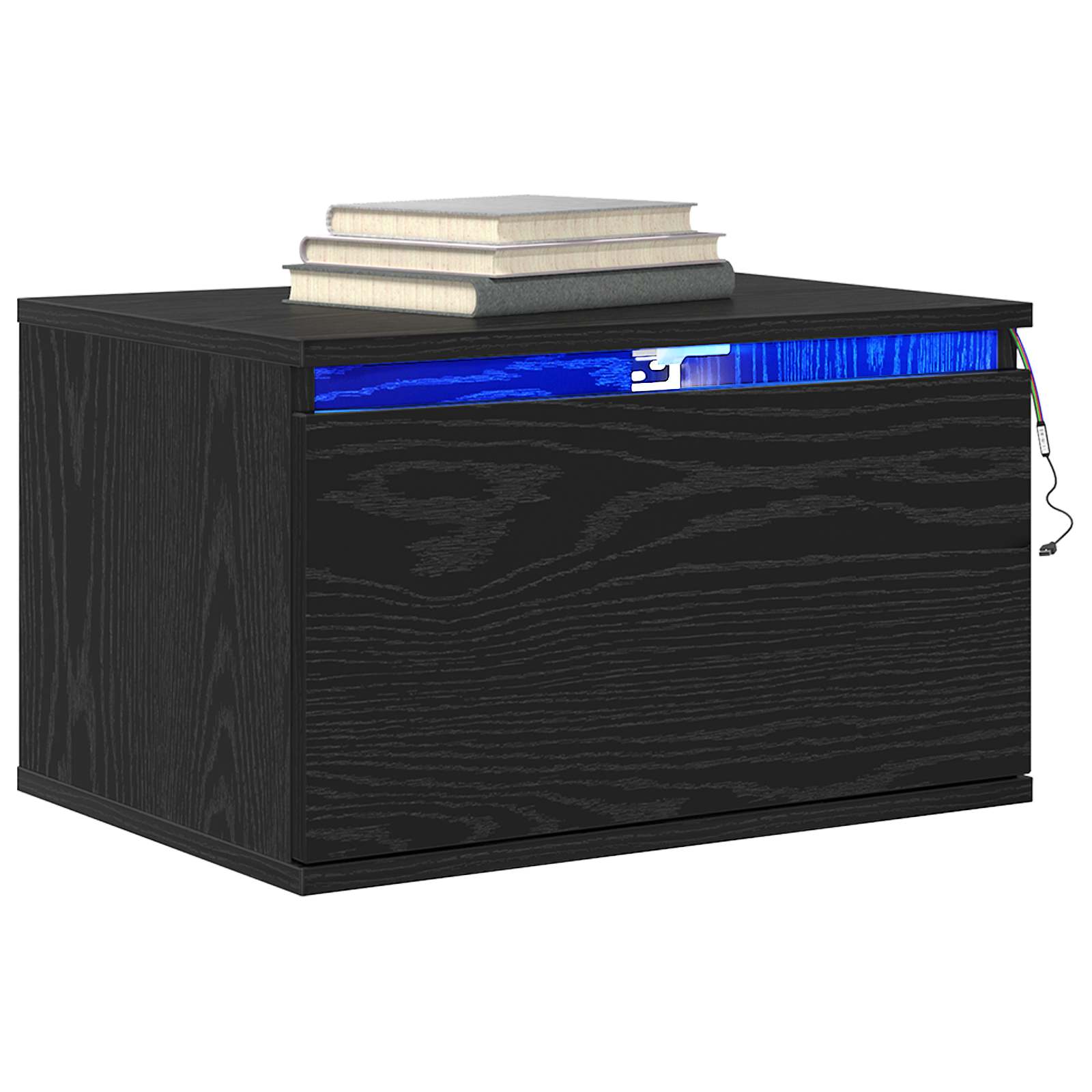 Mobiletto da comodino a parete con cassetto 2 pcs Rovere Nero | homemem39