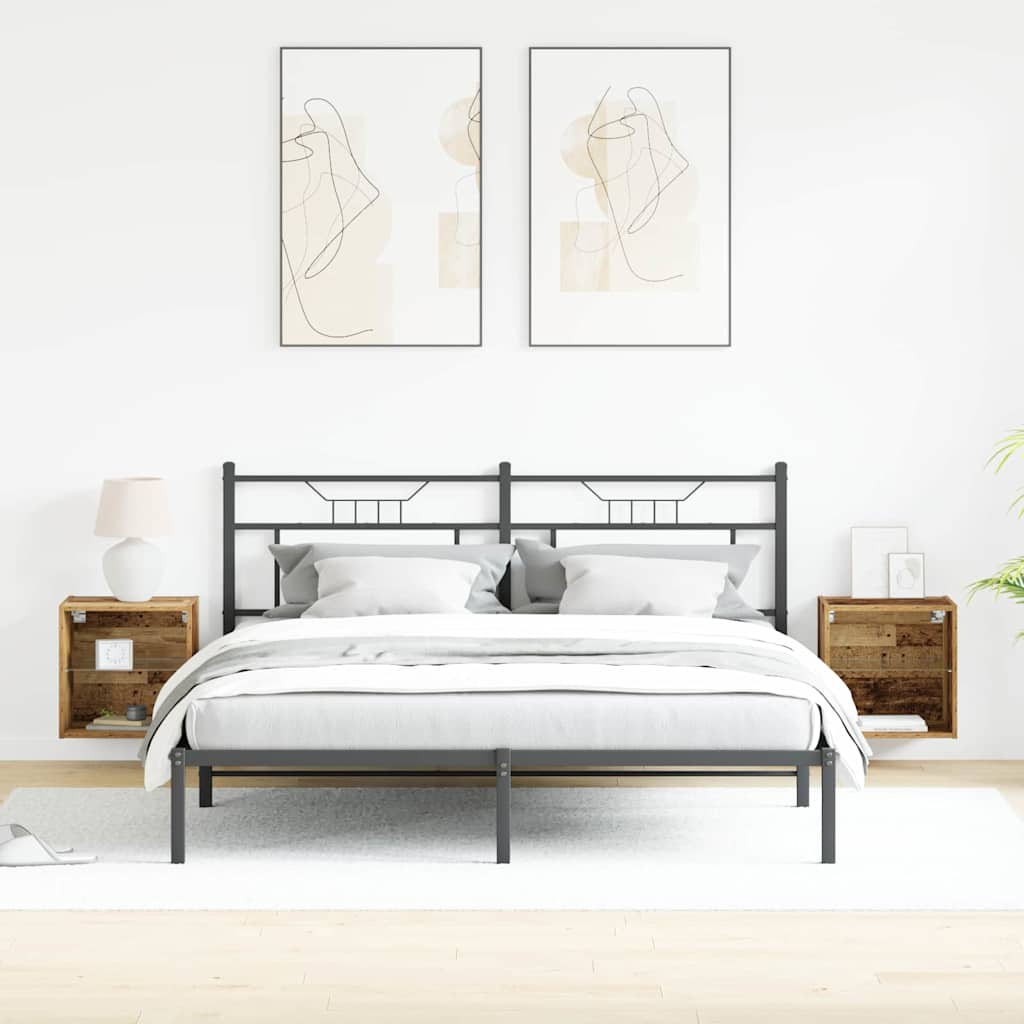 Mensola galleggiante con luce LED con lo scaffale 2 pcs Marrone