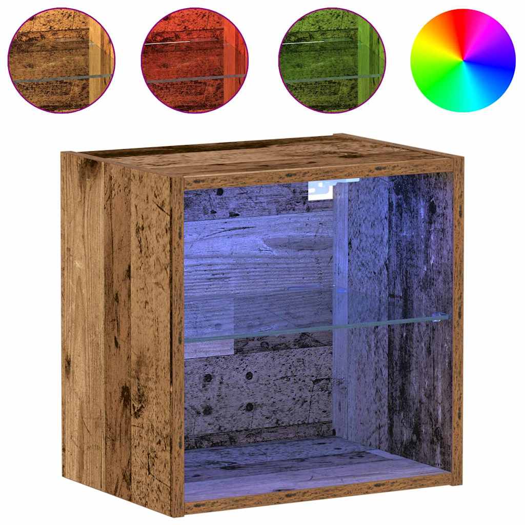 Mensola galleggiante con luce LED con lo scaffale 2 pcs Marrone