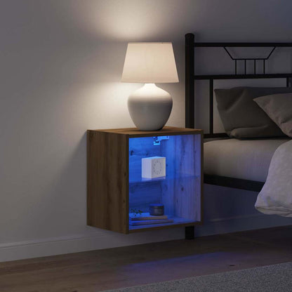 Mensola galleggiante con luce LED Marrone 40 x 28,5 x 40 cm