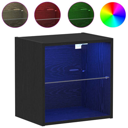 Mensola galleggiante con luce LED Nero 40 x 28,5 x 40 cm