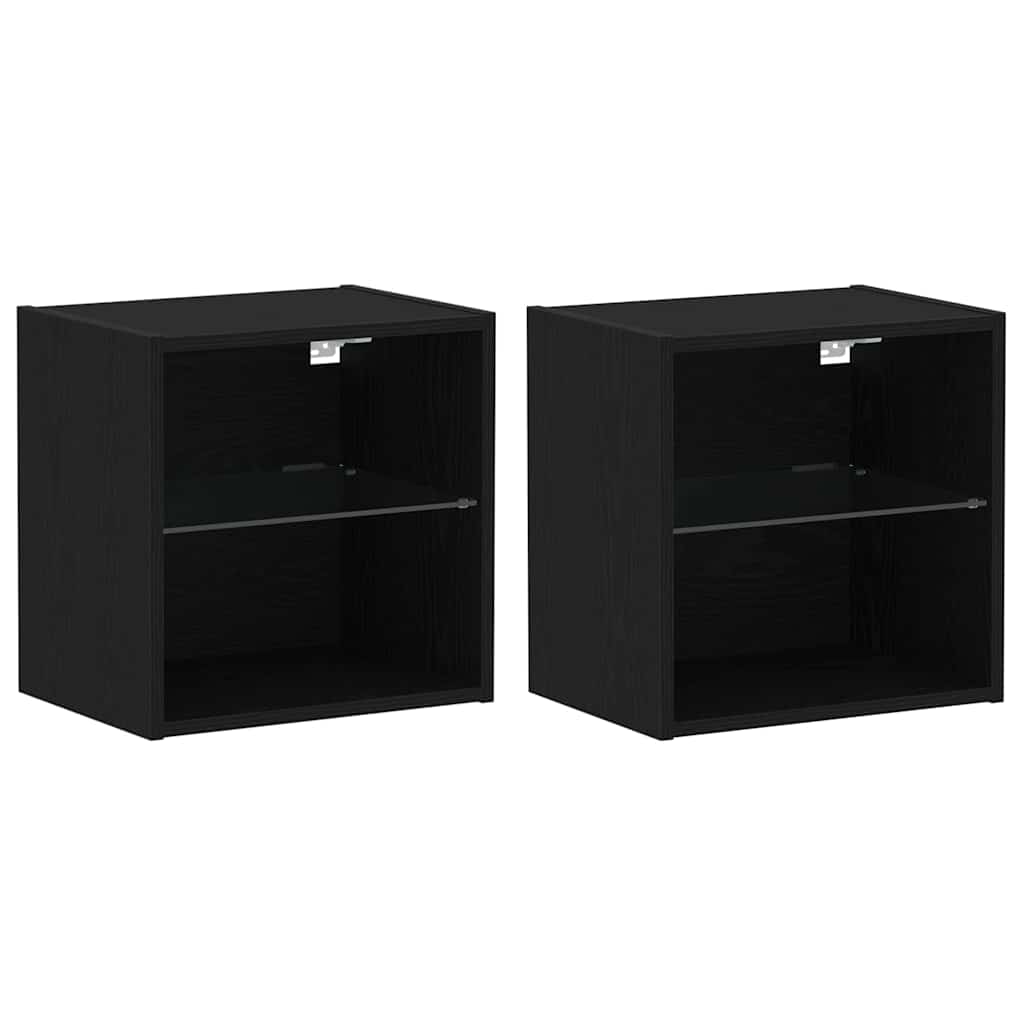 Mensola sospesa 2 pcs Nero 40 x 28.5 x 40 cm Legno multistrato