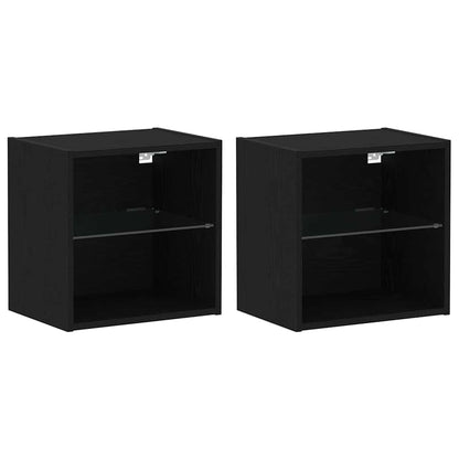Mensola sospesa 2 pcs Nero 40 x 28.5 x 40 cm Legno multistrato