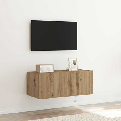 Mobile TV da parete rovere artigianale 80 x 35 x 31 cm